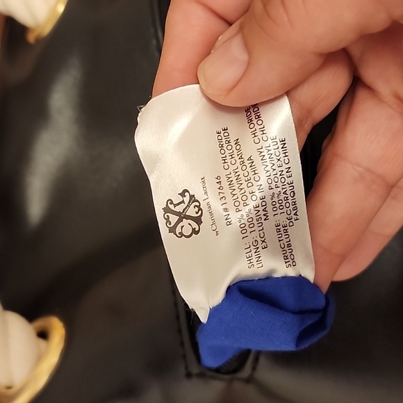 Christian LaCroix Amaryllis black and white with rope handles Tote - Picture 15 of 16